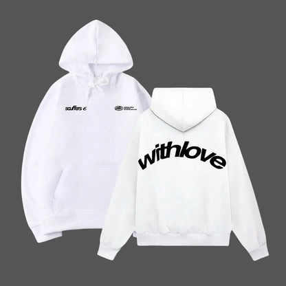 Fanceey Fleece-gefüttertes Herren-Kapuzenpullover, Winter, warm, lockere Passform, Buchstabendruck, lässiger Sport-Pullover, Kapuzenpullover für Herren, Neu.