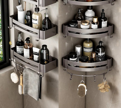 Dreieckiges Wandregal für Badezimmer oder Toilettenbereich. Rechteckiger zusätzlicher Balkon-Aufbewahrungsraum für kleine Badezimmer