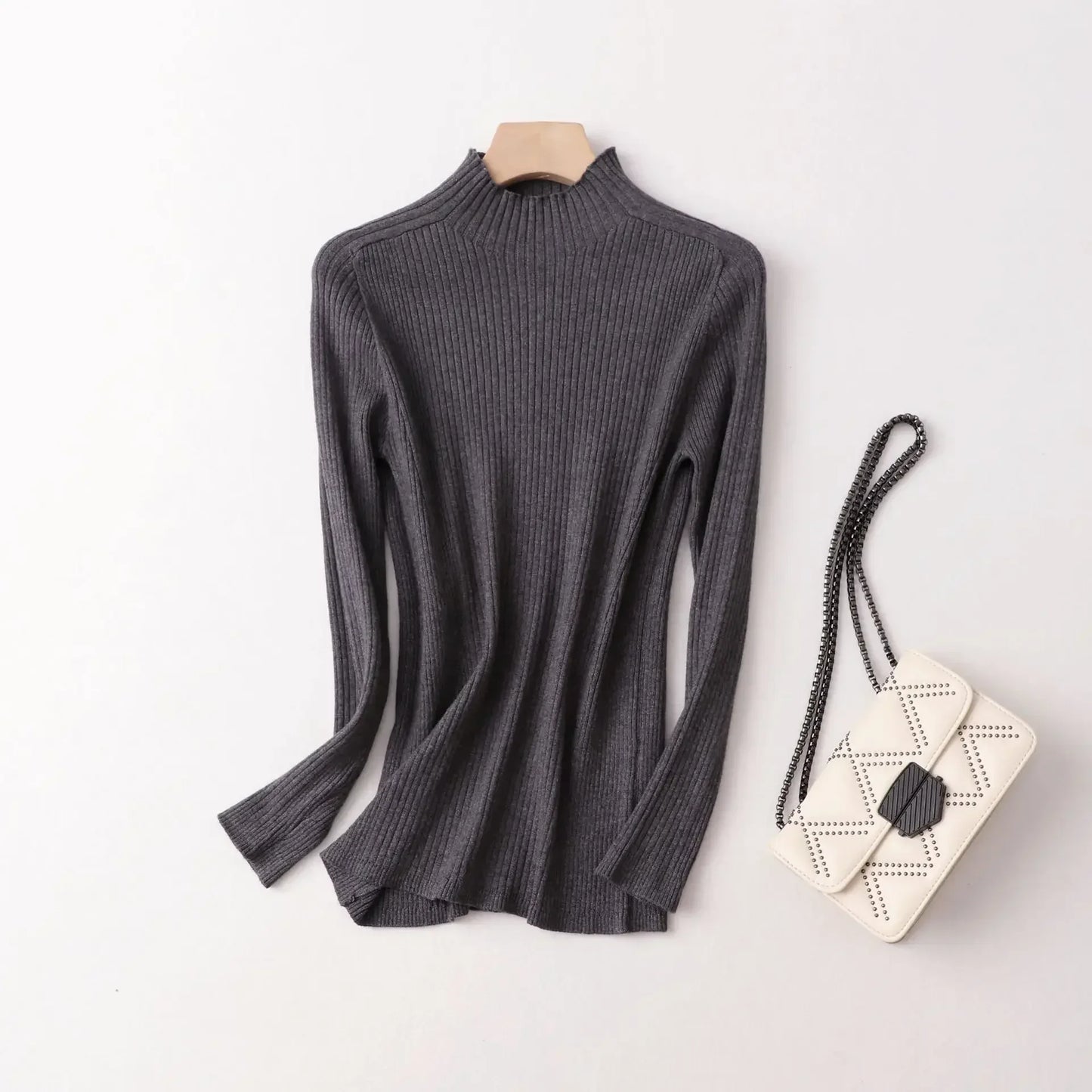 Yuyue Autumn and Winter Silk Cashmere Blended Turtleneck Sweater Women's Korean Version Fashion Slim-fit Pullover Long-sleeved F