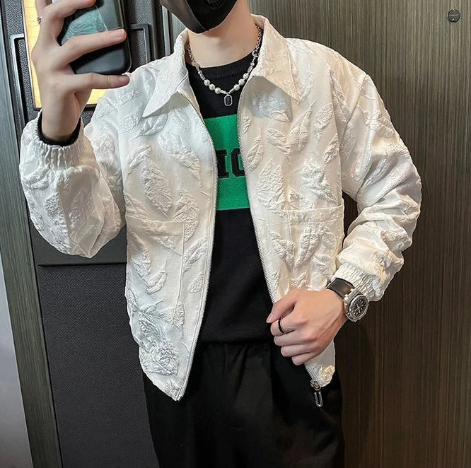 Man Coat Spring Autumn Black Jacket for Men Printed Zip V Clothing Fashion 2024 High Quality Cold Stylish Casual Luxury Designer.