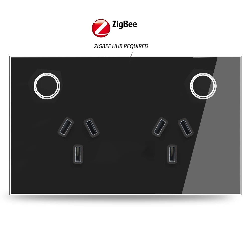 Melery Zigbee Smart Steckdose 2 Wege AU Elektrische Stecker Steckdose 10A Power Touch Sensor Schalter Drahtlose Fernbedienung Alexa Google Hause.