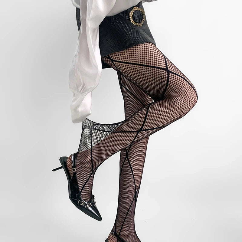 Woman Girls Fashion Gothic Fishnet Stockings Snake Skull Stripeds Socks Mesh Tights Panties Lolita Plus Size Pantyhose Leggings.