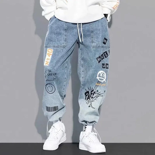 Trendy Loose-fit Men's Jeans Summer Thin Style Korean Version Casual Long Pants Hip Hop Fashion Versatile.