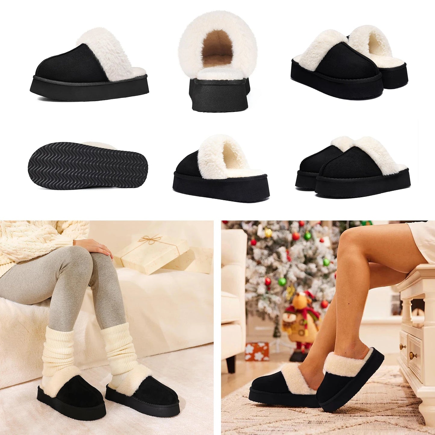 Eyriphy, Größe: 36-37 bis 46-47, Winter-Baumwollschuhe/ Pelzig/ Plateauschuhe/ Damenschuhe/ Hausschuhe Herren/ Baumwollhausschuhe Damen | H&D Shop