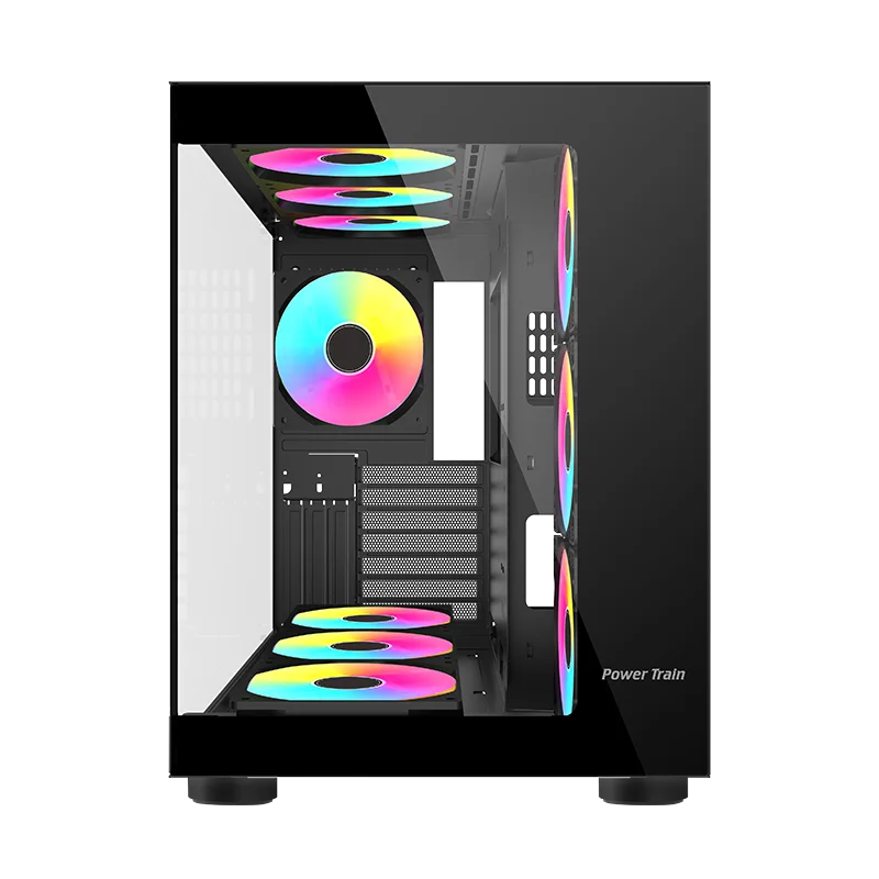 Power Train Seaview Dream MATX ITX Computer Case Panoramic Tempered Glass Side Transparency Without Pillars ATX Desktop Chassis.