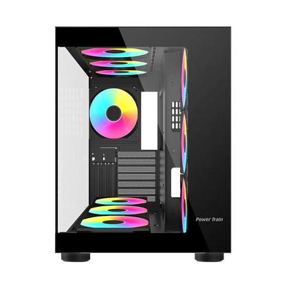 Power Train Seaview Dream MATX ITX Computer Case Panoramic Tempered Glass Side Transparency Without Pillars ATX Desktop Chassis.