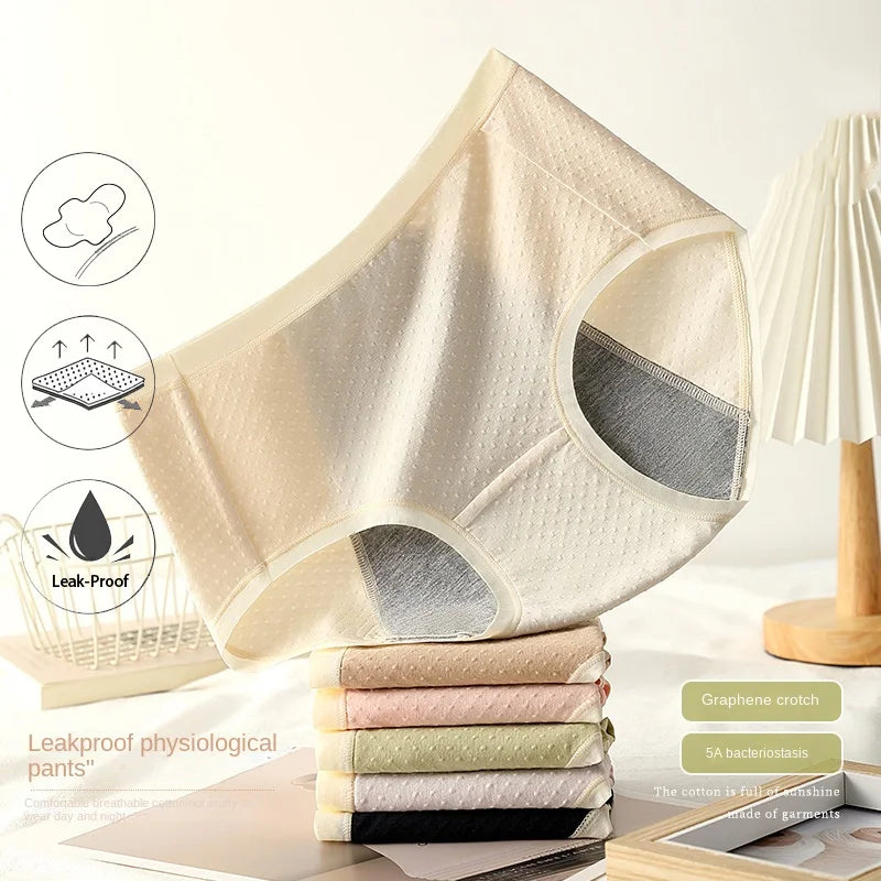 Physiological Period Leak Proof Menstrual Panties Breathable Seamless Soft Fabric Women Underwear Breifs Mesh Sanitary Pants XL.