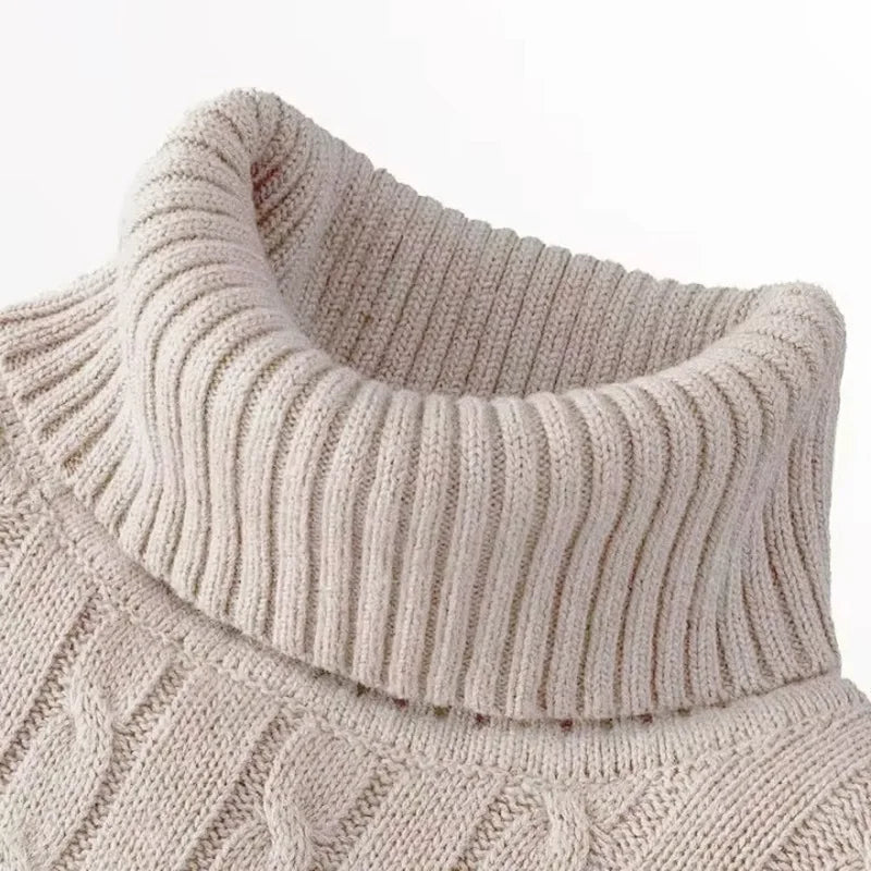 Autumn Winter Men's Sweater Warmth Turtleneck Jacquard Slim Fit Sweaters Solid Color Basic Style Fahion Knitted Pullovers.