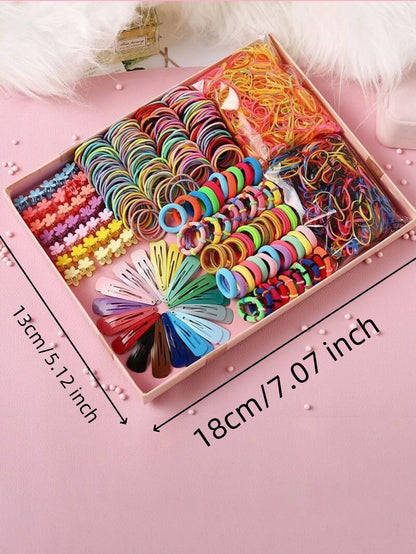 780pcs Girls Colorful Hair Bands Set Kids Hair Accessories  Elastic Hair Sets Children Ponytail Holder Scrunchies Baby Cute Head.