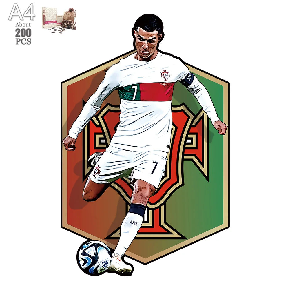 Soccer Player Wooden Puzzle for Football Fan Sports Star Wood Jigsaw Advanced Difficulty A3 A4 Size Puzzles