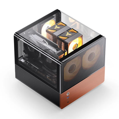 Jonsbo V12 Hyperbolic Glass PC Case MATX ITX Computer Case Seaview Room Desktop Case Mini Side Transparent Chassis 12cm Case Fan.