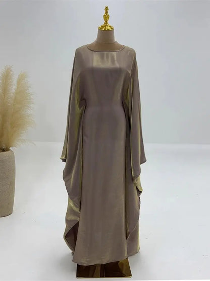 Ramadan Eid Satin Batwing Butterfly Abaya Dubai Luxury 2024 Muslim Maxi Kaftan Dress Abayas For Women Kebaya Robe Femme Vestidos