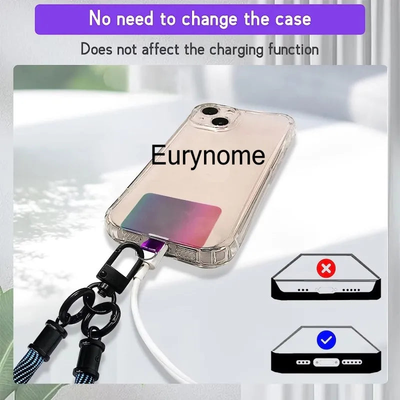 Phone Lanyard Adjustable 1 Cm Diameter Outdoor Universal Case Crossbody Shoulder Card Neck Cord Clip Hang Anti-lost Wrist Strap.