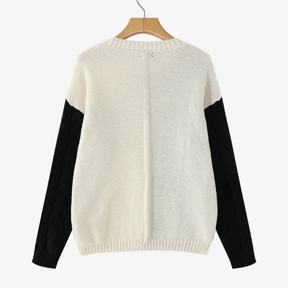 ZANZEA 2025 Autumn Patchwork Sweaters Women Pullovers Kintted Jumper Stylish Long Sleeve Winter Sweater O Neck Jumper Streetwear.