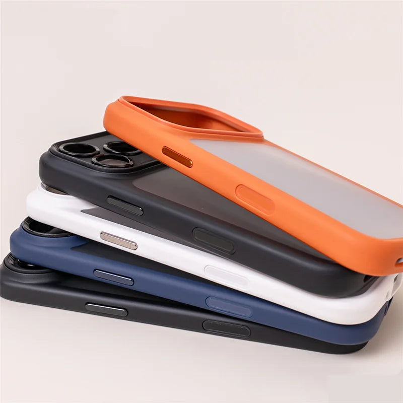 Active Touch Camera Button Matte Armor Case For iPhone 17 Air 16Pro 15 17Pro Max Translucent Hybrid Shockproof Hard Phone Cover.