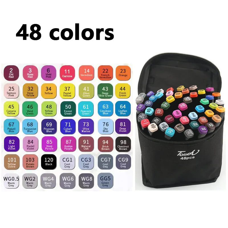 24-168 farbige Marker Stifte Set Manga Pinsel Stift Zeichnung Skizze Kawaii Kunst Schulbedarf Schreibwaren Farbe Schriftzug Marker.