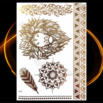 1PC Summer Style Men Women Body Art Gold Metallic Tattoo Sticker HYS-101 Chain Bracelet Fake Jewelry Waterproof Temporary Tattoo