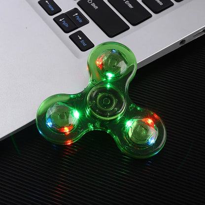 LED Finger Spinner Transparent Crystal LED Light Colourful Light-up Finger Spinner Pvc Material Finger Spinner Toys.