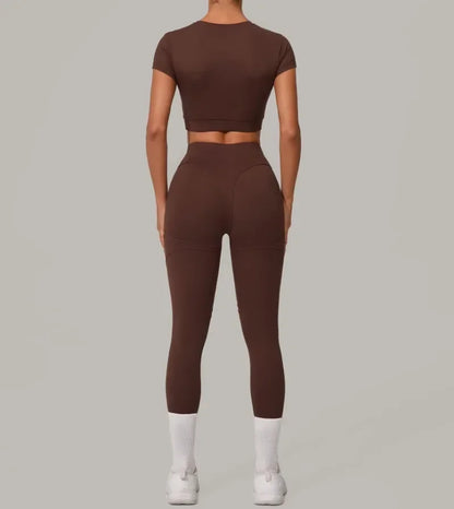 Seamless Yoga Sets Sports Fitness High Waist Hip Lift Tight Breathable Tracksuit Workout Clothing Gym Leggings Suit for Women