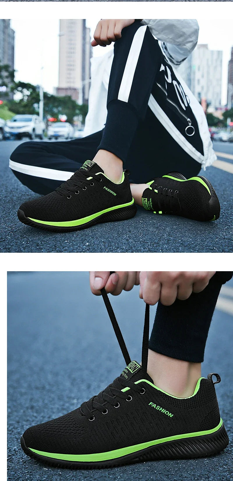 YRZL Sports Shoes for Men Shoes Sneakers Black Shoes Casual Men Knit Sneakers Breathable Athletic Running Walking Gym Shoes.