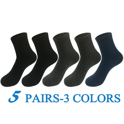 5 Pairs/Lot Socks Men Cotton Dress Wedding Black Grey White Brand Fashion Meias Male Breathable Casual Long Sock Gift 2024 New