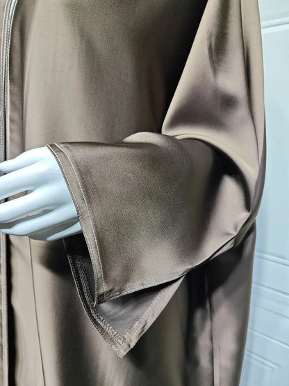Ramadan Satin Open Kimono Abaya Dubai Luxury 2025 Muslim Kaftan Dress Abayas Women Islam Clothing Robe Femme Musulmane Kebaya