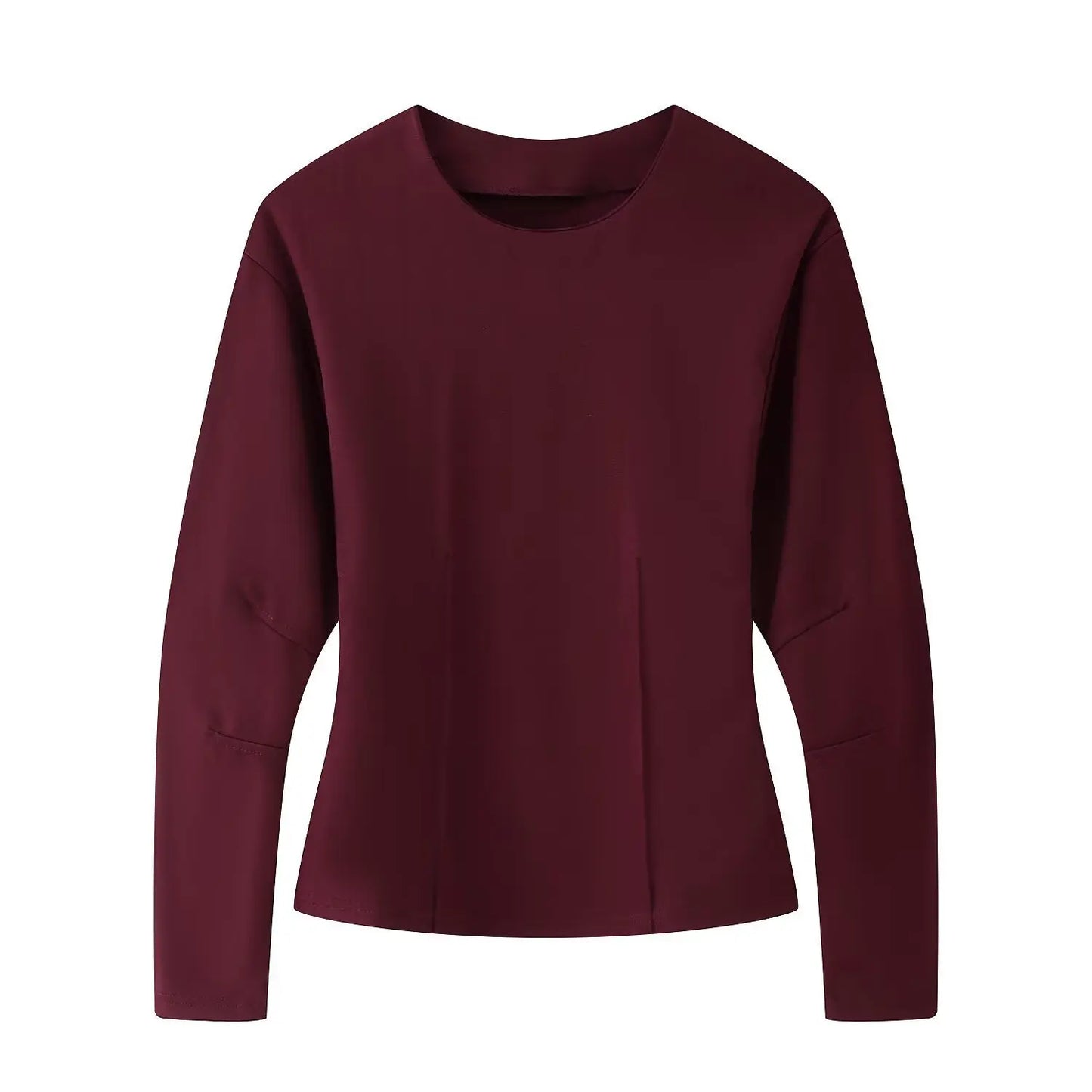 2025 Spring New Women's Two Piece Pant Set Fashion Long Sleeve O-neck Pleated Top Double-Sided Fabric Office Top Casual Pants.