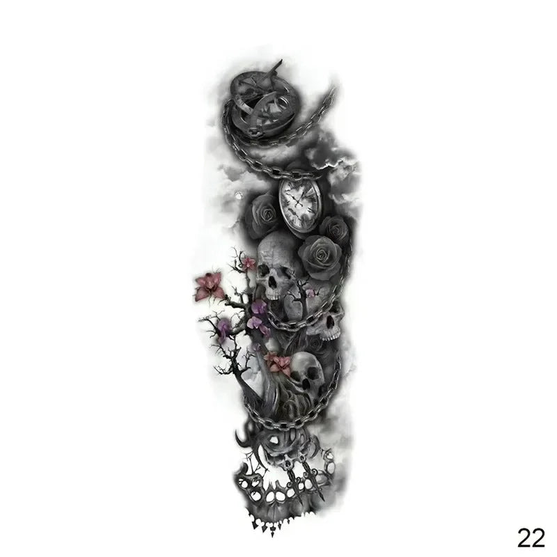 16 Designs Full Arm Temporary Tattoo Sleeve Waterproof Tattoos For Cool Men Women Tattoos Stickers On The Body Art #272596