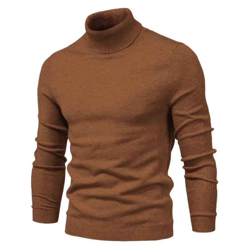 2021 New Winter Men Turtleneck Sweater Casual Solid Color Warm Pullover High Quality Slim High Neck Long Sleeve Sweater Men