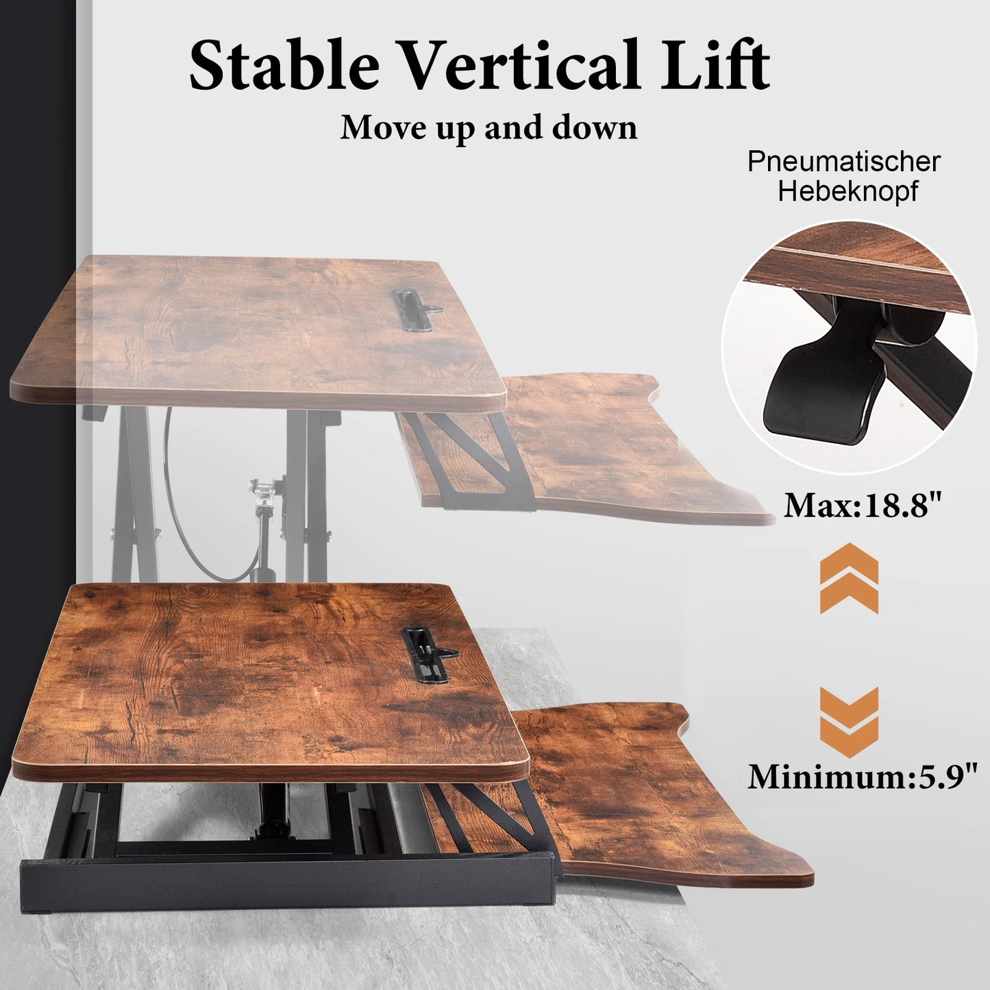 37" breiter Stand-Up-Schreibtisch-Riser, höhenverstellbarer Stehpult-Konverter für das Heimbüro