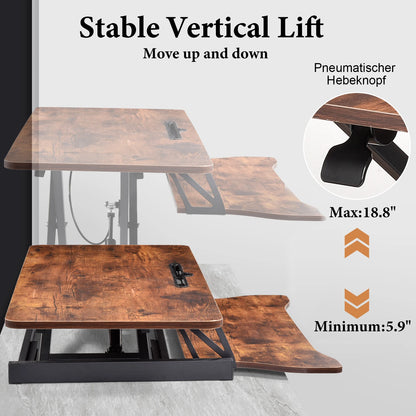 37" breiter Stand-Up-Schreibtisch-Riser, höhenverstellbarer Stehpult-Konverter für das Heimbüro