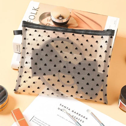 Women Mesh Cosmetic Bag Travel Storage Makeup Bag Organizer Female Make Up Pouch Portable Small Large Toiletry Beauty Case