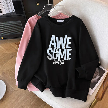 170kg plus size Damen büste Frühling Herbst Winter lose O-Neck Sweatshirt Langarm lässig Top 6xl 7xl 8xl 9xl 10xl 11xl.