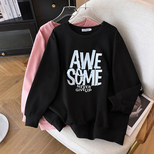 170kg plus size Damen büste Frühling Herbst Winter lose O-Neck Sweatshirt Langarm lässig Top 6xl 7xl 8xl 9xl 10xl 11xl.