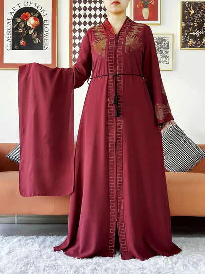 New Women Elegant Dress Chiffon Open Abaya with Zipper Muslim Women Dress Islamic Clothing Cardigan Abaya Women Muslim Dress