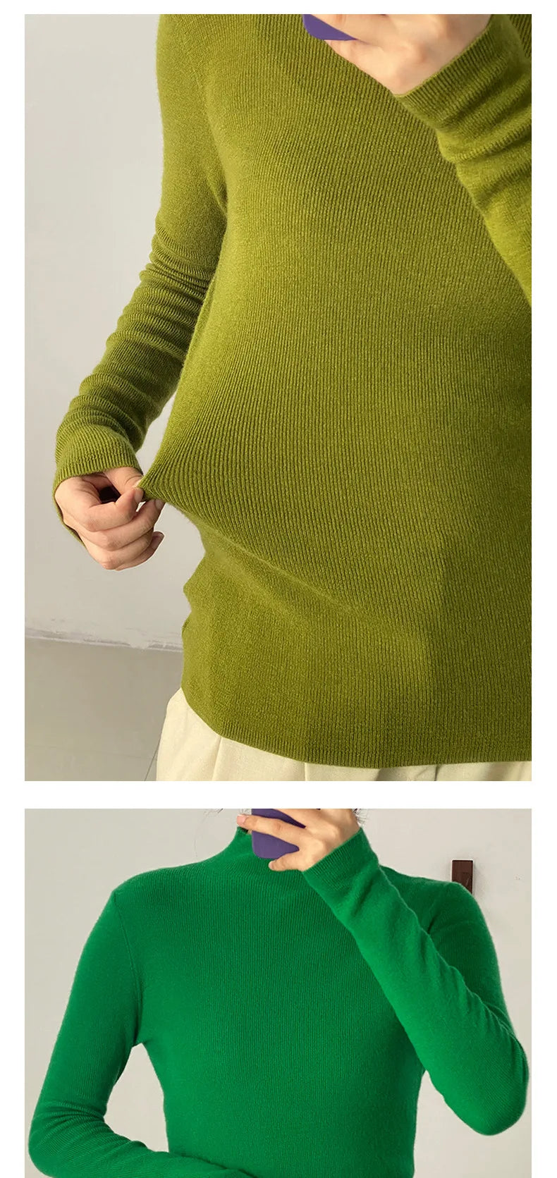 100% Ultra-fine Merino Wool Sweater Autumn and Winter Loose and Simple Semi-turtleneck Wool Bottoming Shirt Multi-color Sweater