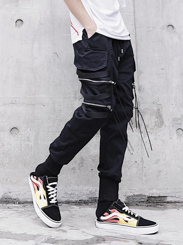 Men's Sets Black Hoodies+Pants Punk Graphic Zipper Hooded Sweatshirts Cargo Pant Men Oversized Loose Streetwear Suits.