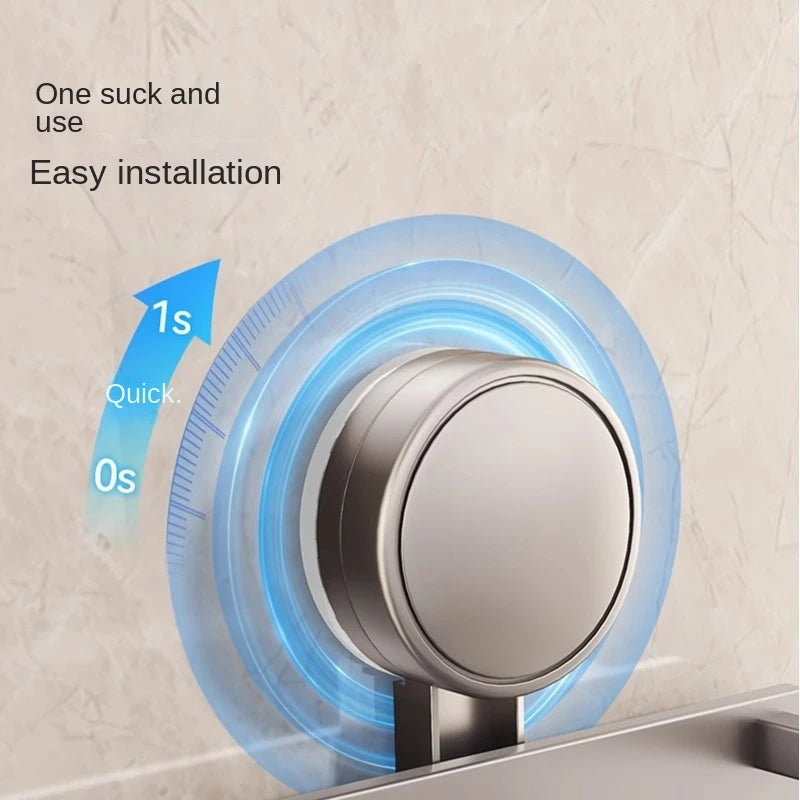 Bewegliches Badezimmerregal ohne Bohren – 30/40/50 cm Saugnapf-Organizer mit Haken/Stange, einfach zu installieren und zu reinigen, wasserdichtes Toilettenregal