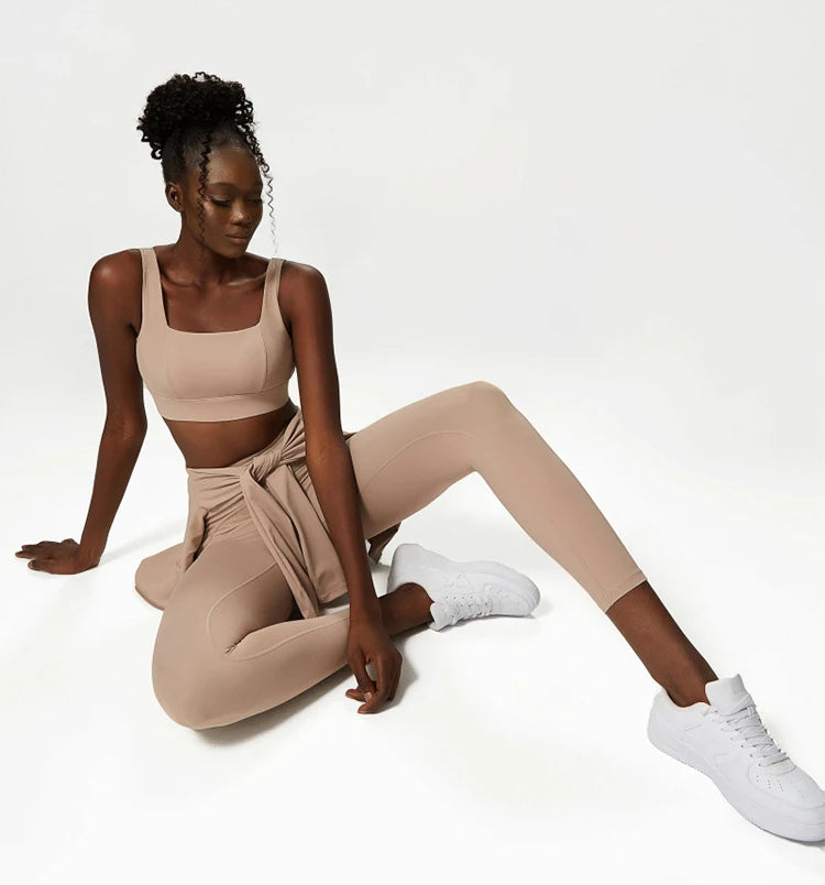 3Pcs Fitness Yoga Set Women Workout Athletic Clothing Long Sleeve Shirt Gym Bras High Waist Leggings Tights-Fitting Sportswear.