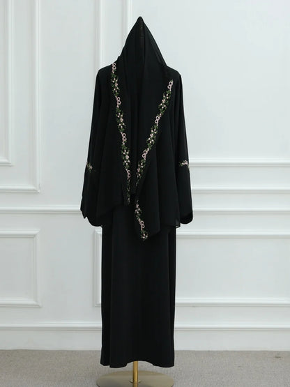 Middle East Women Arabic Dubai Abaya Luxury Kimono Cardigan Floral embroidery Long Dress Modest Robe Femme Islam Clothing Kebaya.