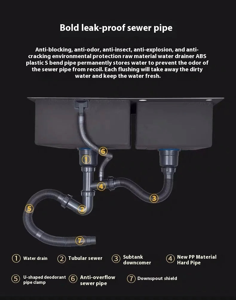 304 Stainless Steel Large Double Sink Kitchen Silver Multifunctional Sinks Household Washbasin Undermount Basin