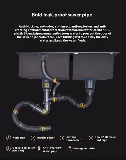 304 Stainless Steel Large Double Sink Kitchen Silver Multifunctional Sinks Household Washbasin Undermount Basin