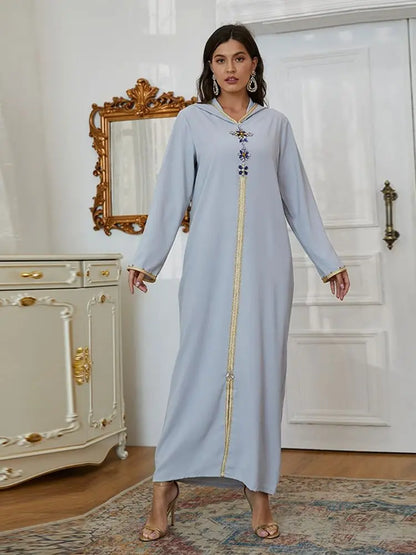 Ramadan Gray S Size Abaya Damen Dubai Luxury Islam Muslim African Dresses For Women Kebaya Kaftan Morocco Robe Musulmane Femme.