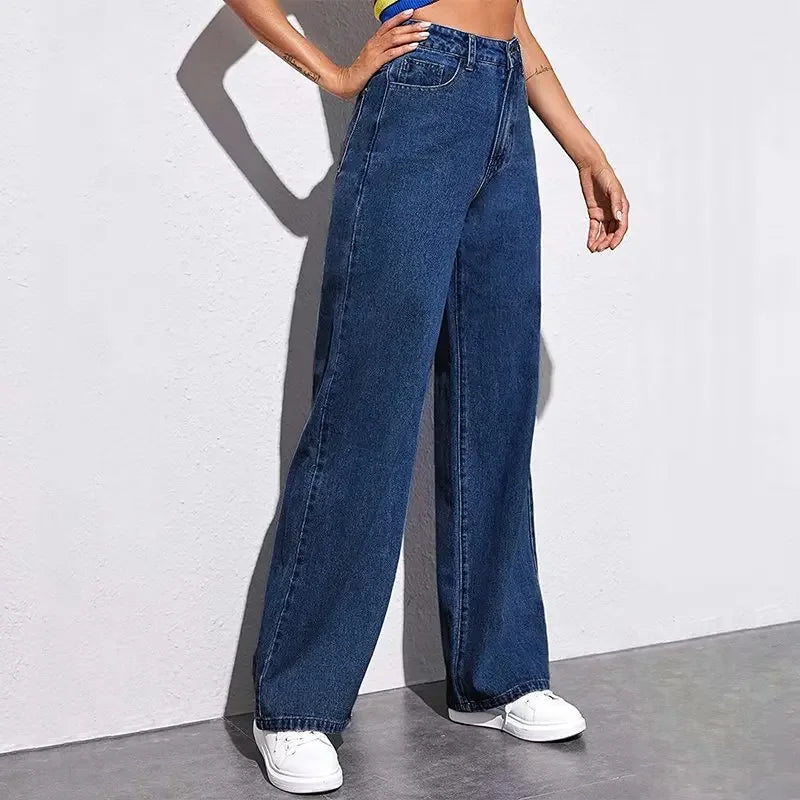 High Waist Wide Leg Jeans Women Summer New Slimming Floor Length Straight Retro American Drapey Loose Fit Casual Trousers.