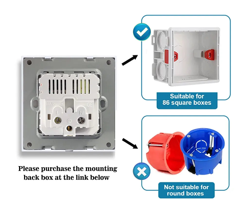 EIOMR Frankreich Standard-Steckdose, graue Aluminiumlegierung, Lichtschalter, RJ45, Fernseher, 220 V, 16 A, Wandsteckdosen für Haushaltsgeräte.