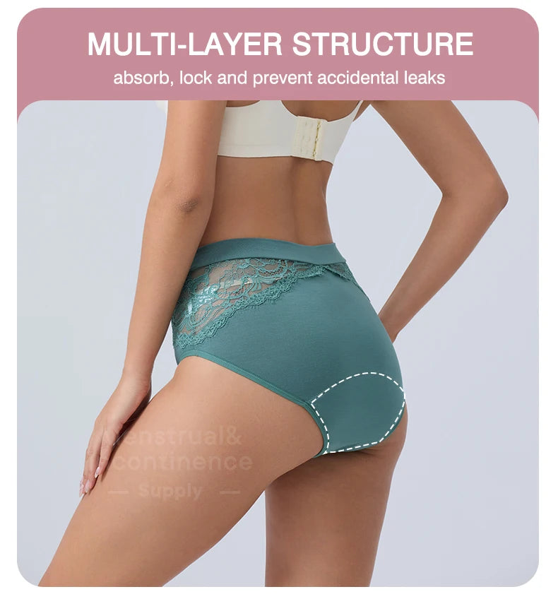 High Waist Period Panties for Women 4-Layer Leakproof Bamboo Fiber Menstrual Underwear Eco-Friendly for Sports Sleep Daily Use.