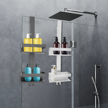 Schwarz/Silber 2-stufiges modernes weißes Badezimmerregal, Badezimmer-Organizer aus Edelstahl, geeignet für Badezimmer, Küche, Wohnzimmer