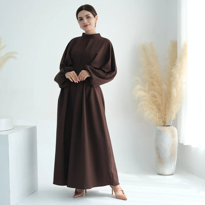 Elegant Muslim Dress Ramadan Pleated Abaya for Women Slim Waist Long Dress Islamic Clothing Muslim Eid Party Dresses Hijab Robe