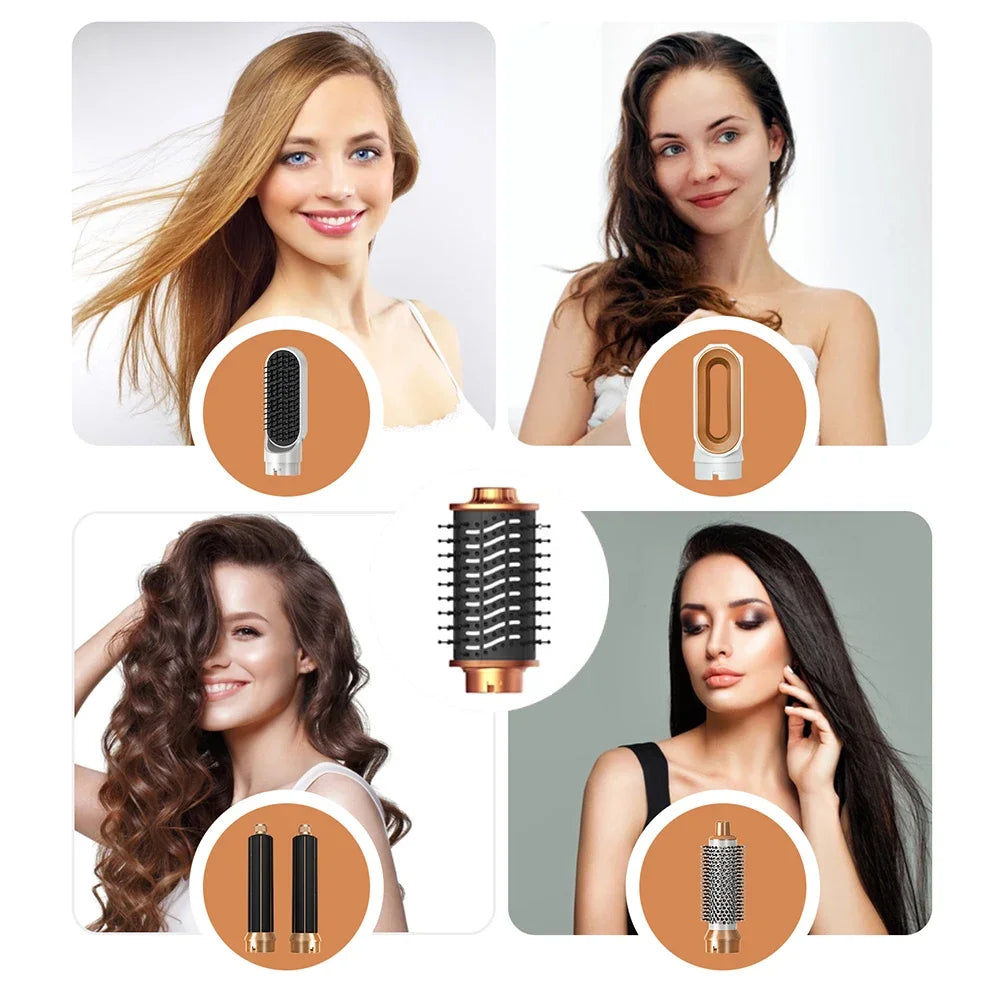 6 in 1 Hair Dryer Brush Hot Comb Set Professional Curling Iron Hair Straightener Styling Tool Air styling Hair Dryer Household