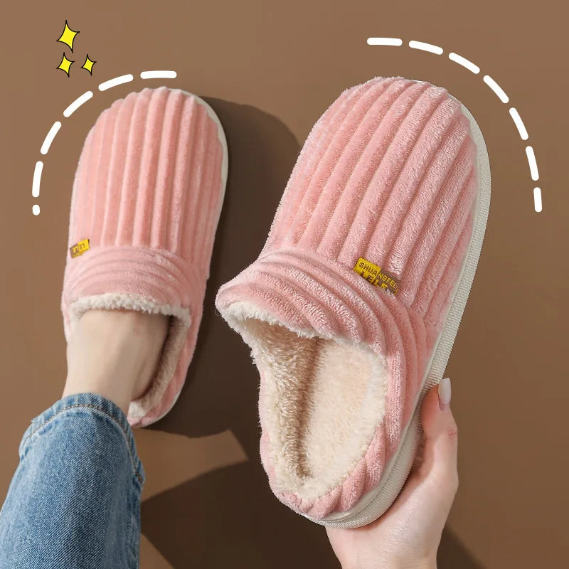 Litfun Warm Plush Fur Slippers For Women Men Winter Indoor Fluffy Warm Fuzzy House Slippers Outdoor Fuzzy Soft Furry Slippers